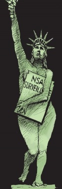 NSA surveillance - Lady Liberty stripped naked and raped